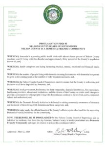 Screenshot of a dementia-friendly proclamation.